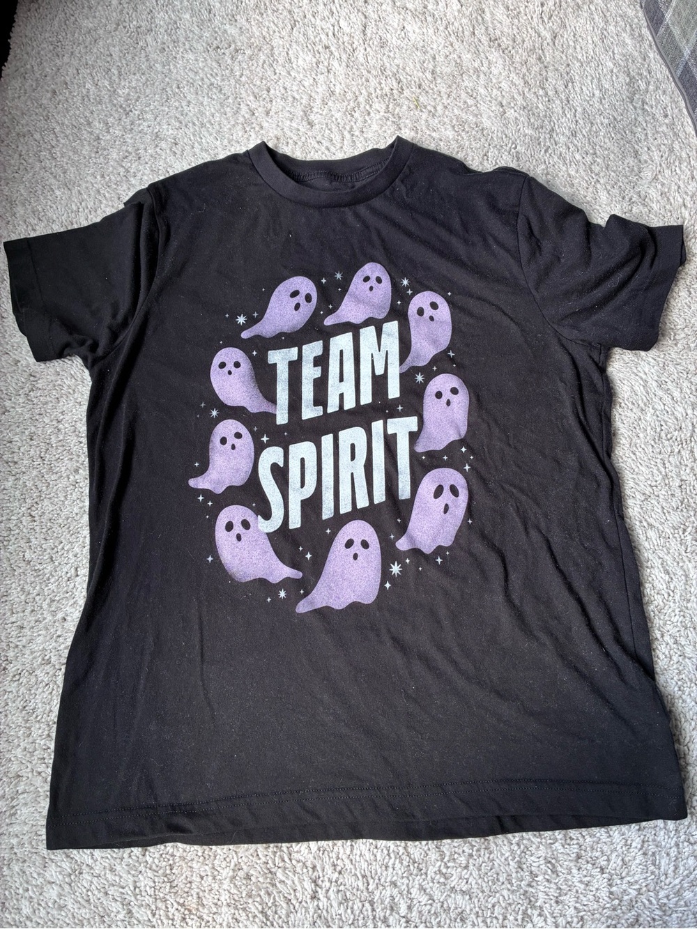 🎇🎆3for$9 Halloween Team Spirit Women’s Graphic Tee - Black with Purple Ghosts